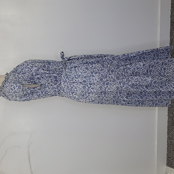 Daniel Cremieux White and Blue Floral Midi Dress SZ 4 - Picture 8 of 14